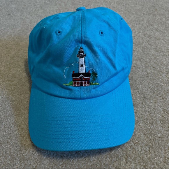 Turquoise Embroidered Lighthouse Baseball Hat Garment Washed Cotton -OSFM - Picture 2 of 8